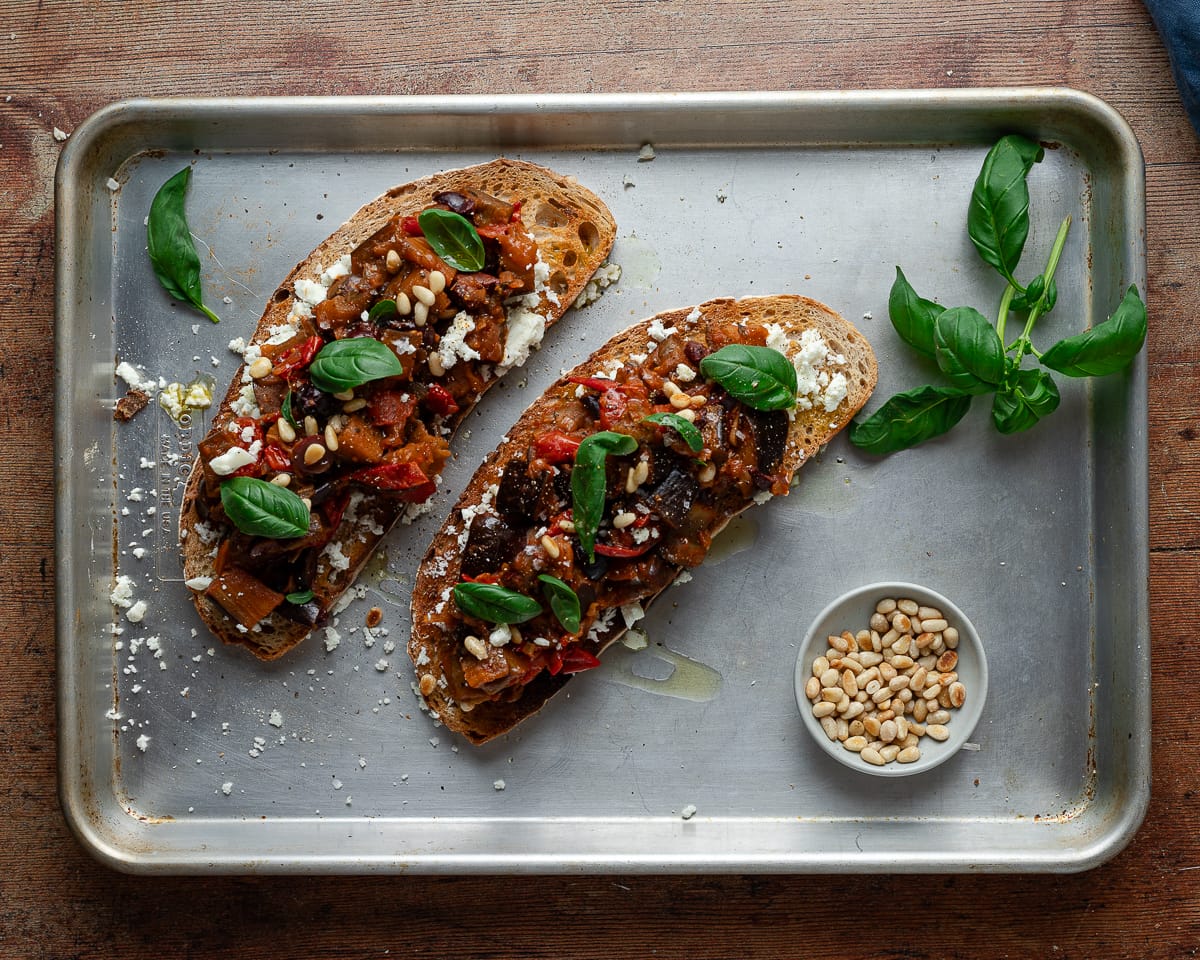 Sandwich mixture placed onto sourdough