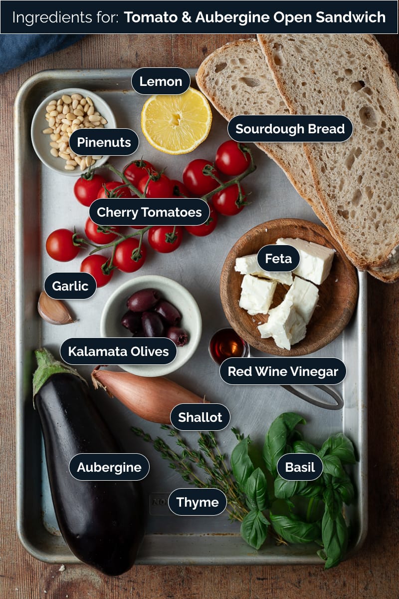 Ingredients for this augergine sandwich recipe