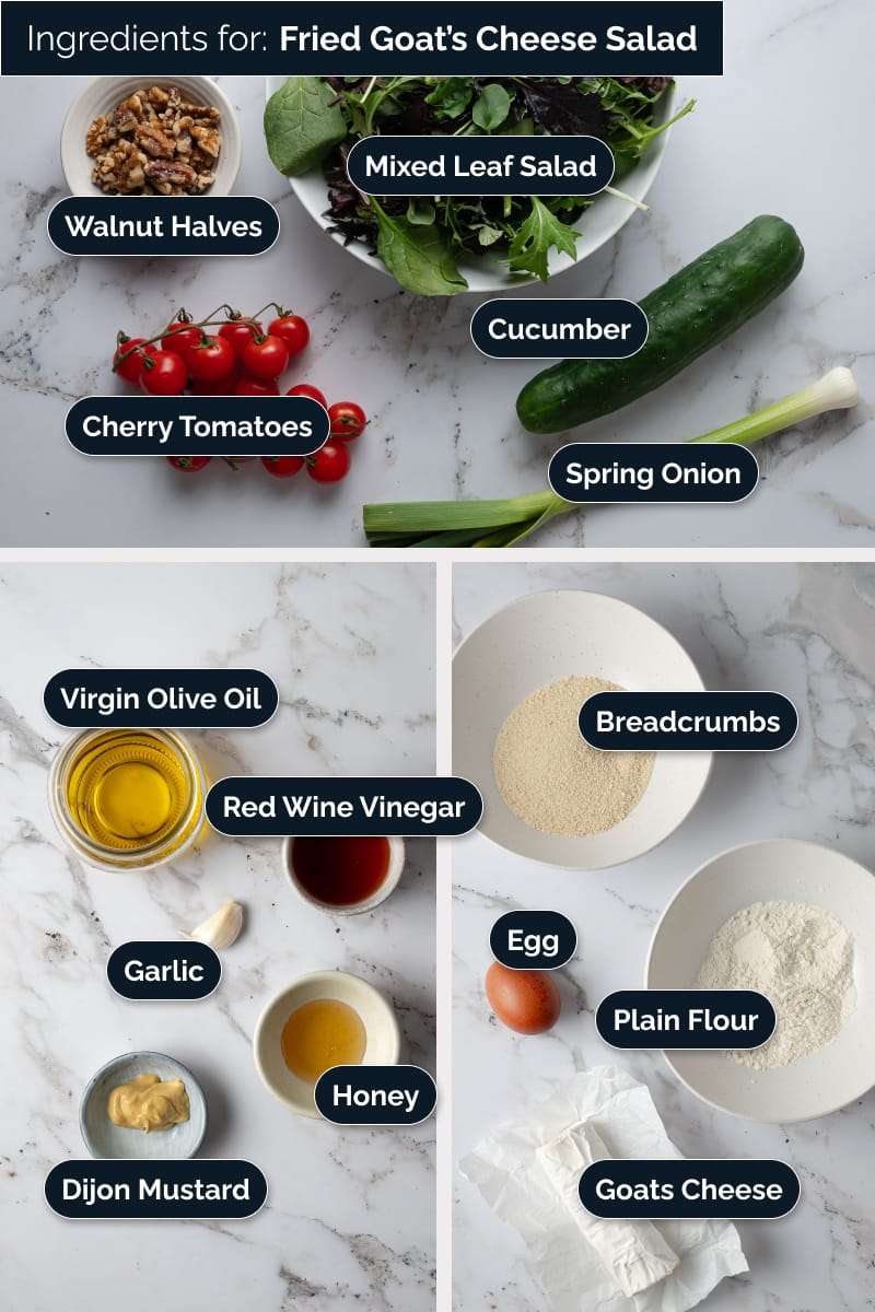 Ingredients for the goats cheese salad